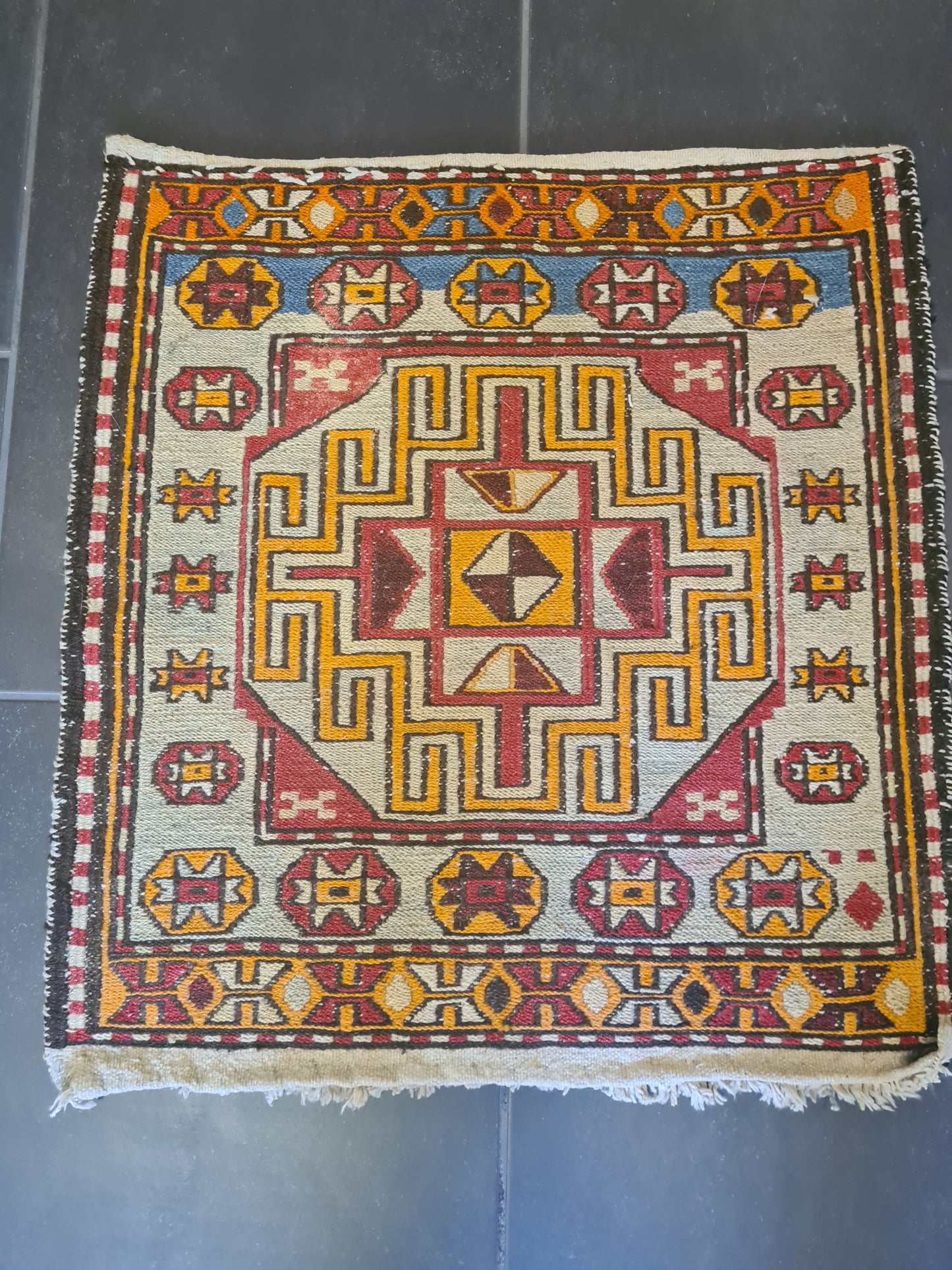 Antiker Feiner Handgeknüpfter Sumack Kazak Orientteppich 50x53cm