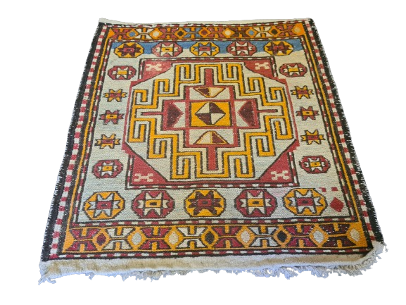 Antiker Feiner Handgeknüpfter Sumack Kazak Orientteppich 50x53cm