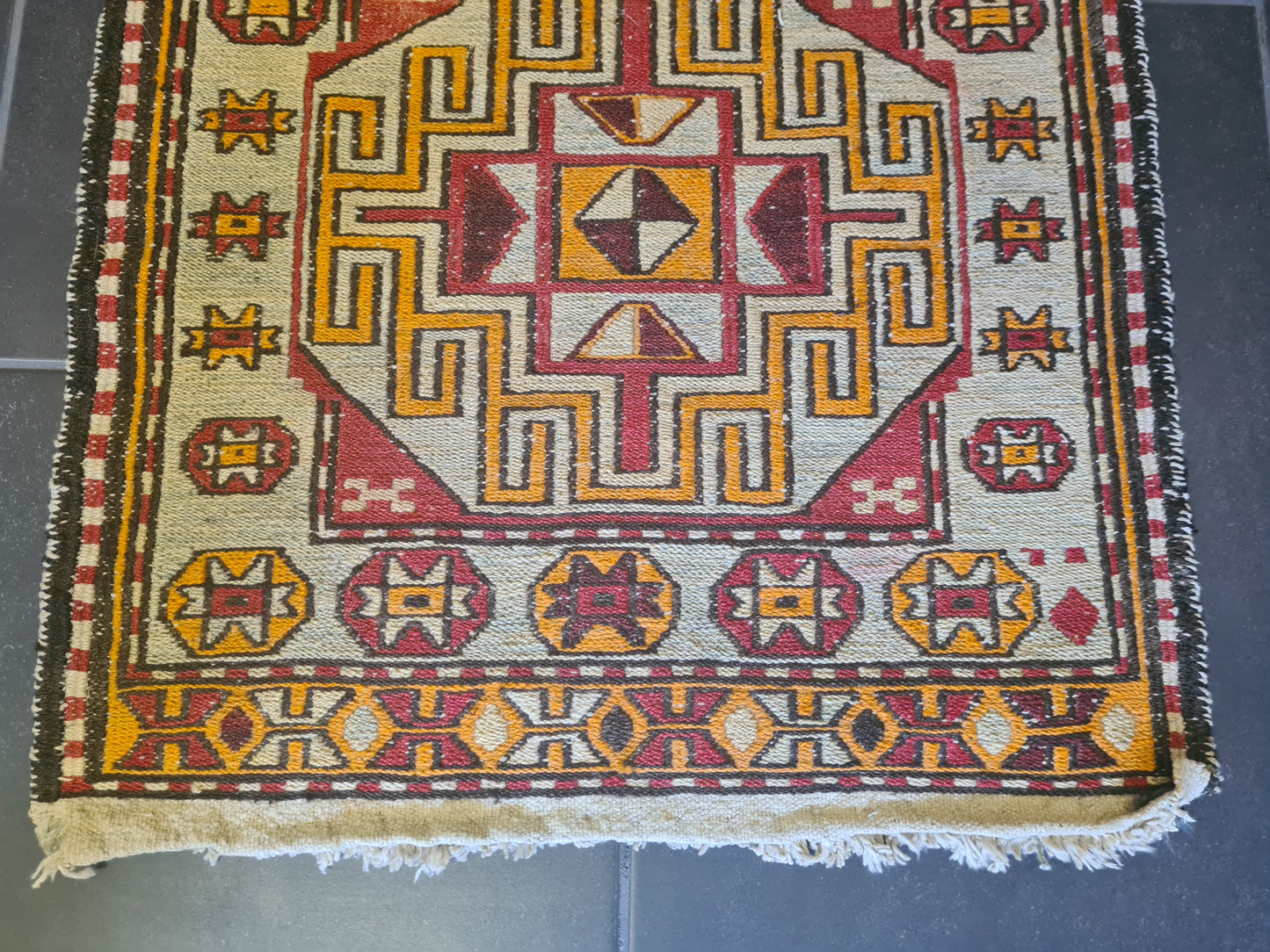 Antiker Feiner Handgeknüpfter Sumack Kazak Orientteppich 50x53cm