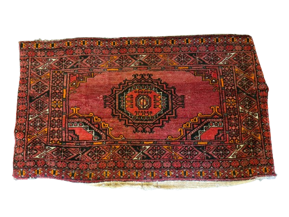 Antiker Handgeknüpfter Afghanischer Art Deco Orientteppich 44X73cm