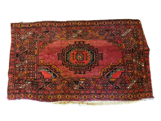 Antiker Handgeknüpfter Afghanischer Art Deco Orientteppich 44X73cm