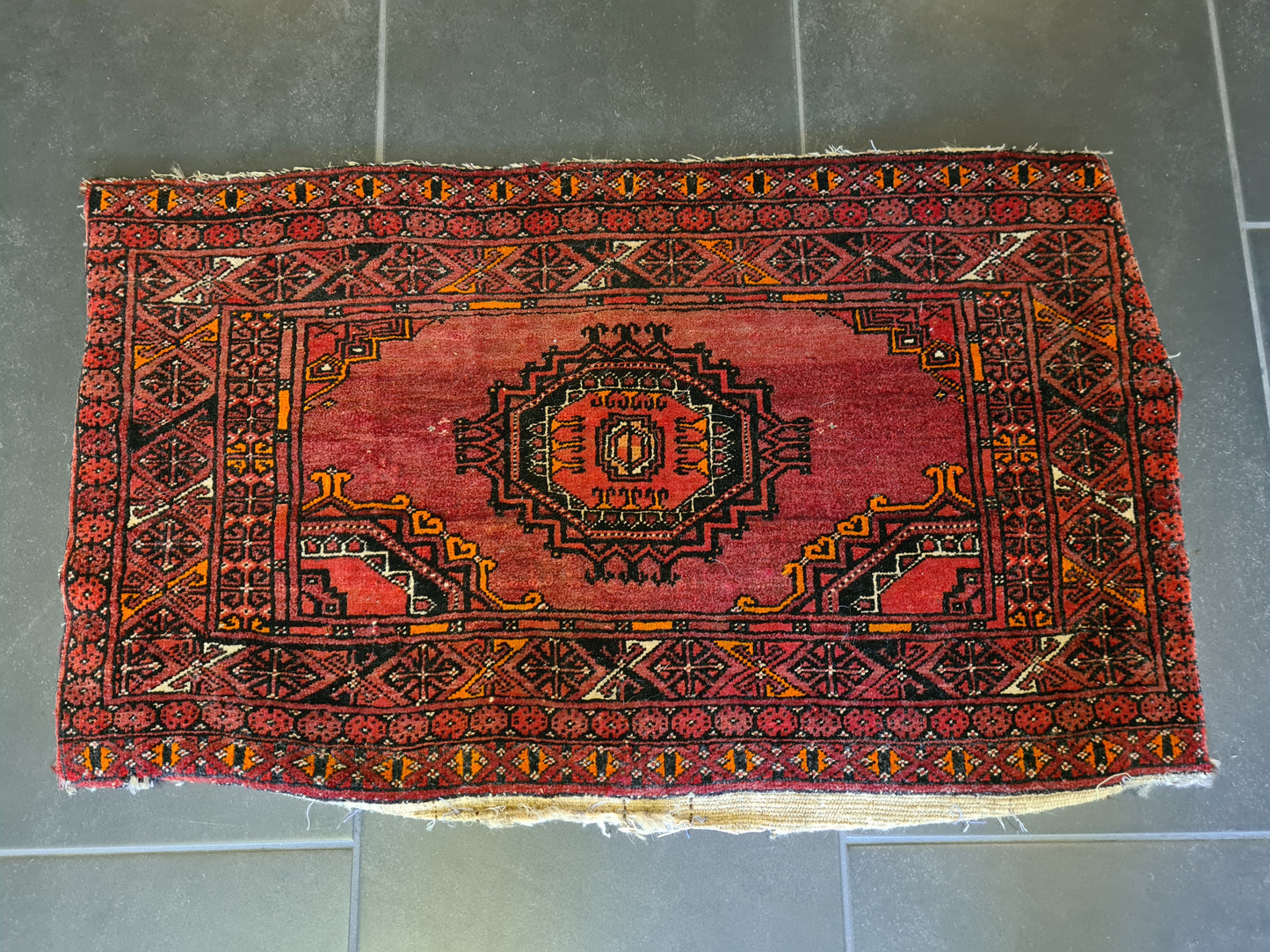 Antiker Handgeknüpfter Afghanischer Art Deco Orientteppich 44X73cm