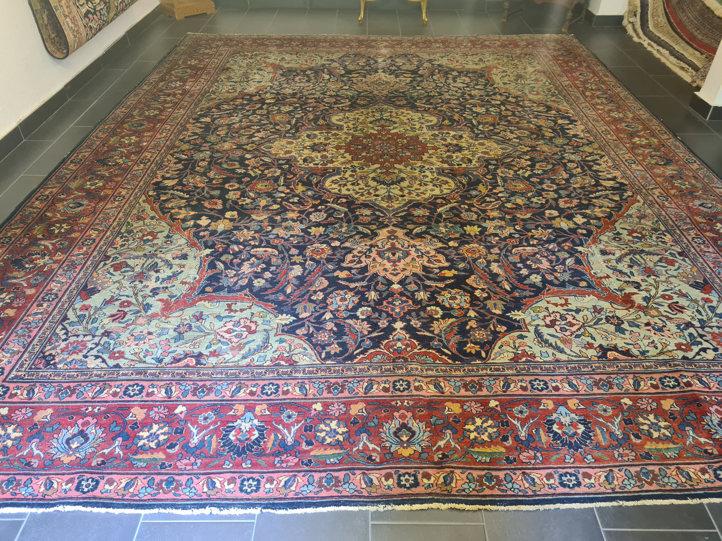 Perser Kirman Handgeknüpfter Orientteppich 430x353cm