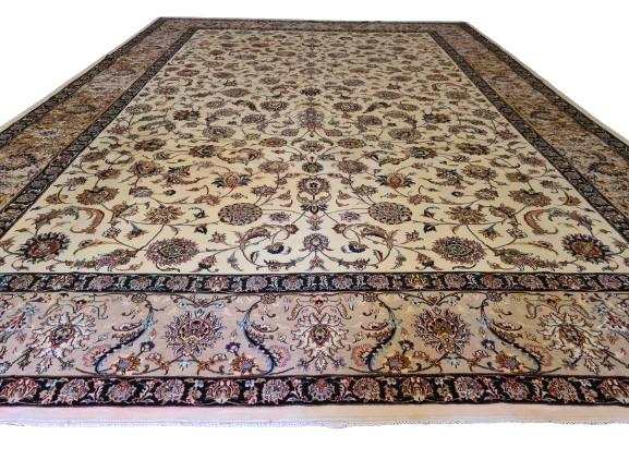 Perser Isfahan Teppich Handgeknüpfter Seidenteppich 351x242cm