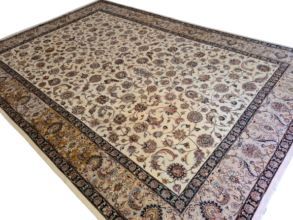 Perser Isfahan Teppich Handgeknüpfter Seidenteppich 351x242cm