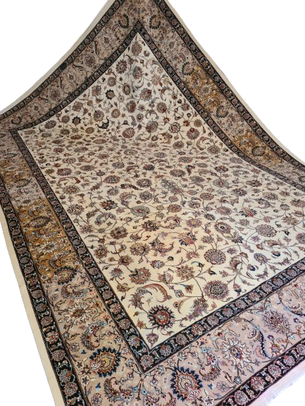 Perser Isfahan Teppich Handgeknüpfter Seidenteppich 351x242cm