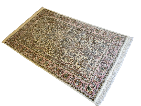 Feiner Handgeknüpfter Perser Teppich Seiden Orientteppich Kashmir 154x92cm