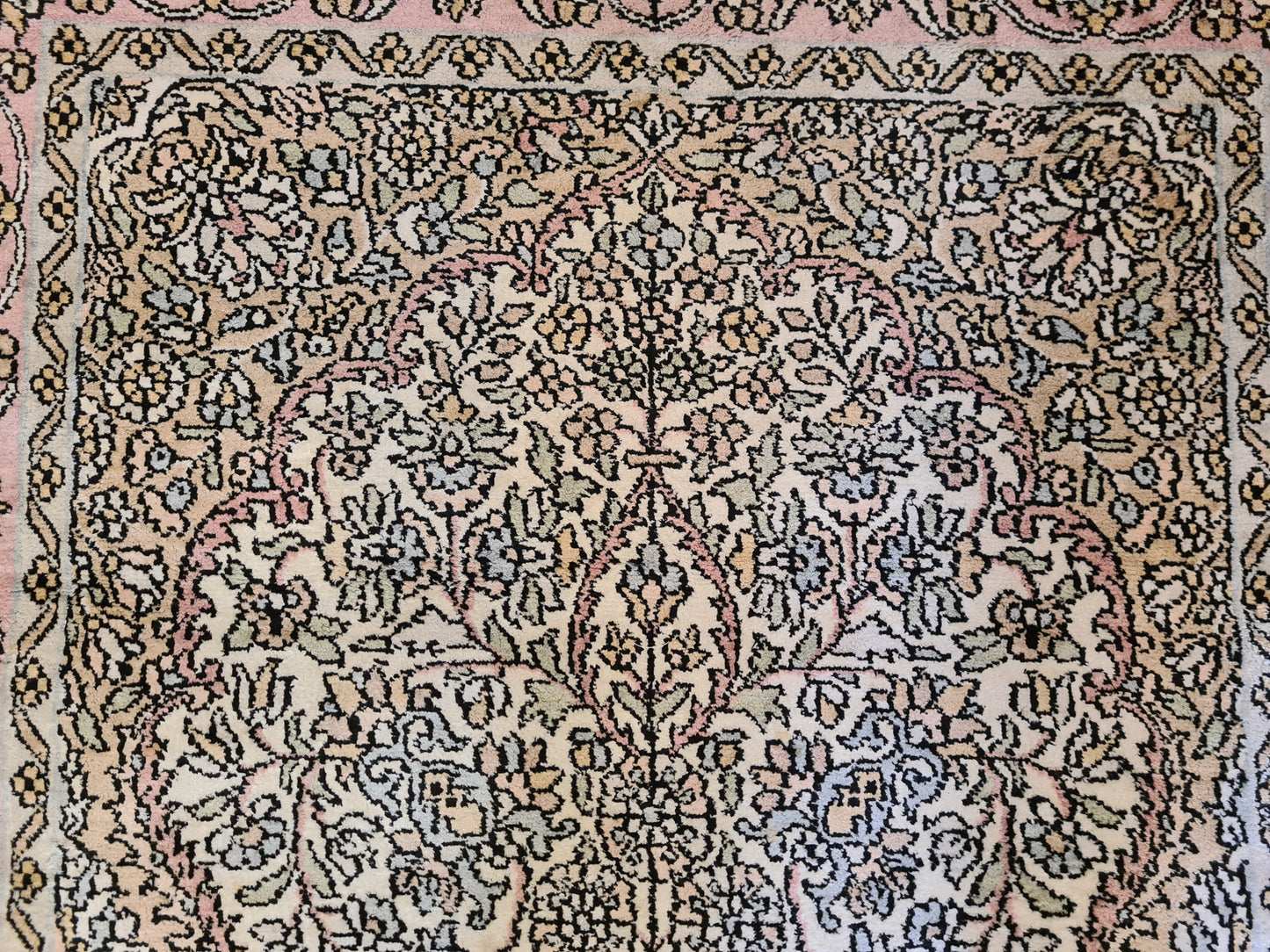 Feiner Handgeknüpfter Perser Teppich Seiden Orientteppich Kashmir 154x92cm