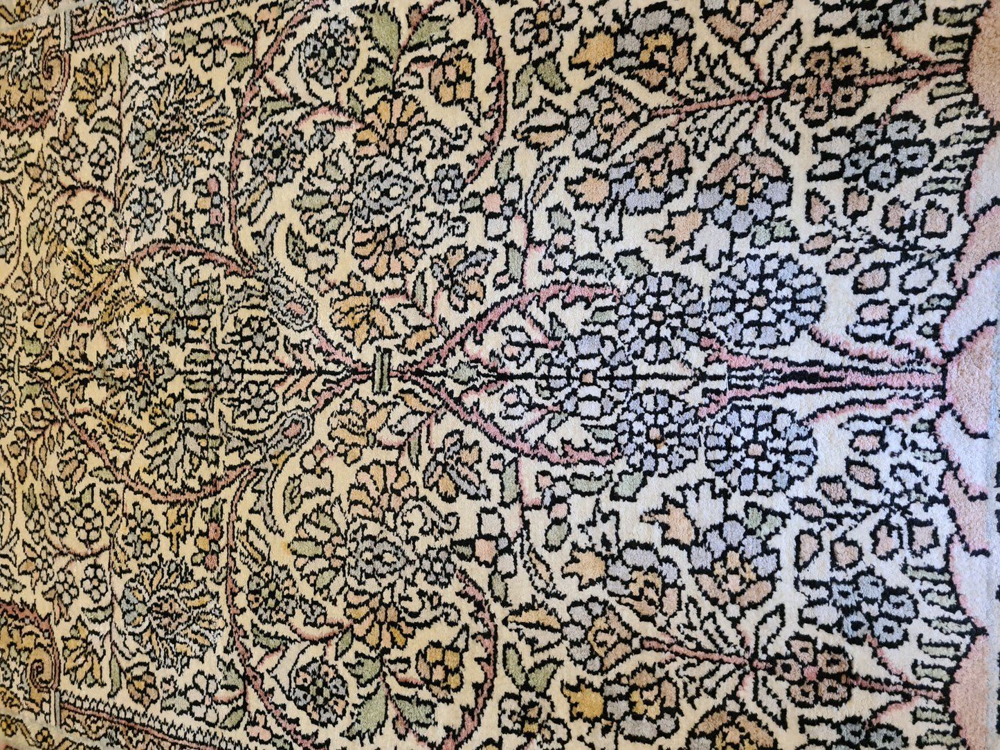 Feiner Handgeknüpfter Perser Teppich Seiden Orientteppich Kashmir 154x92cm