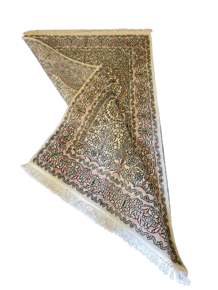 Feiner Handgeknüpfter Perser Teppich Seiden Orientteppich Kashmir 154x92cm