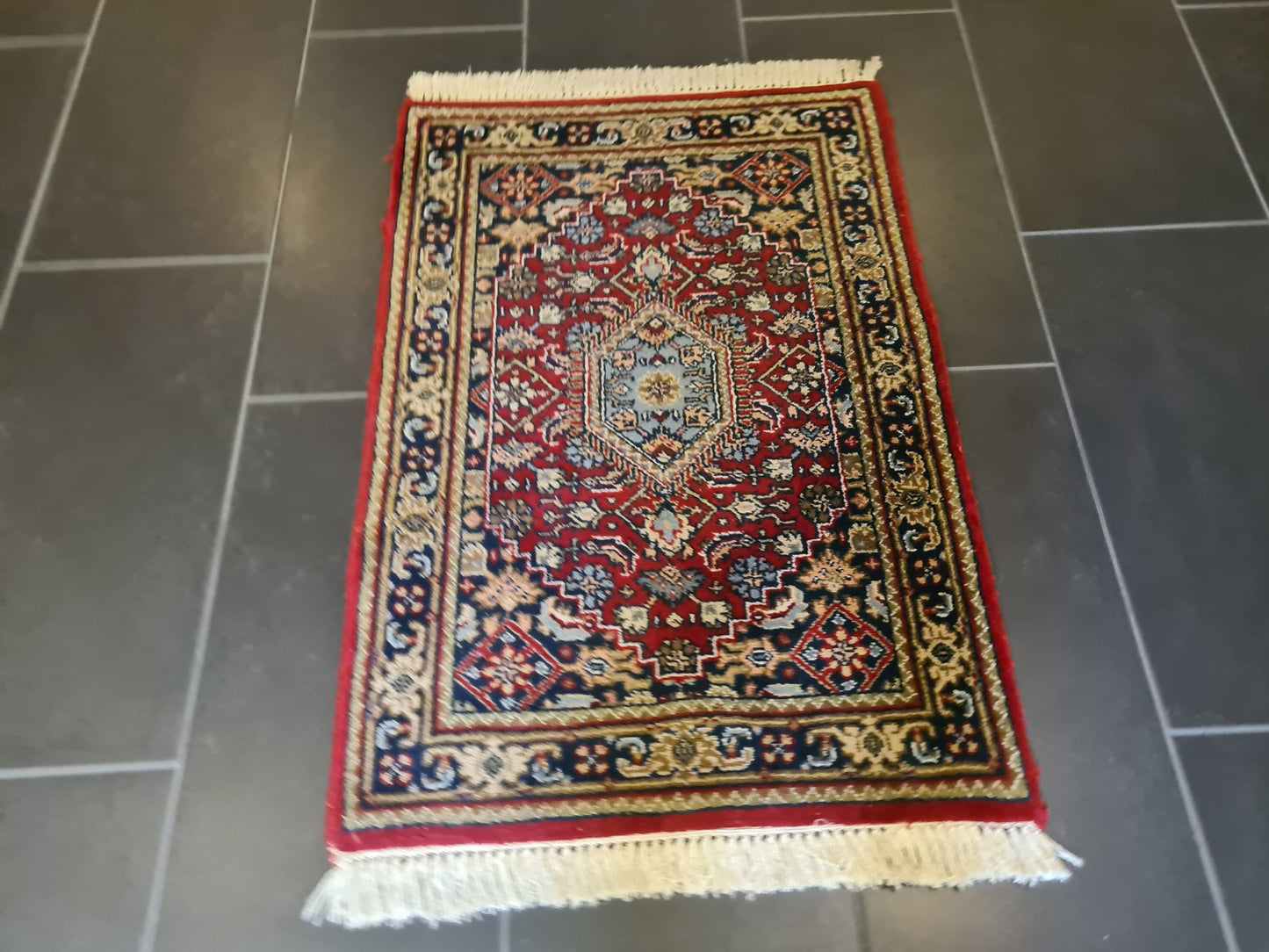 Feiner Orientteppich Handgeknüpfter Perser Teppich Bidjar 95x65cm