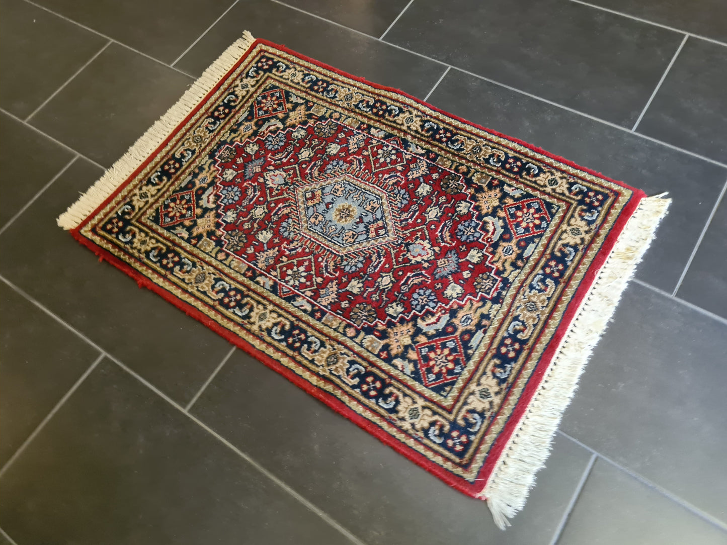 Feiner Orientteppich Handgeknüpfter Perser Teppich Bidjar 95x65cm