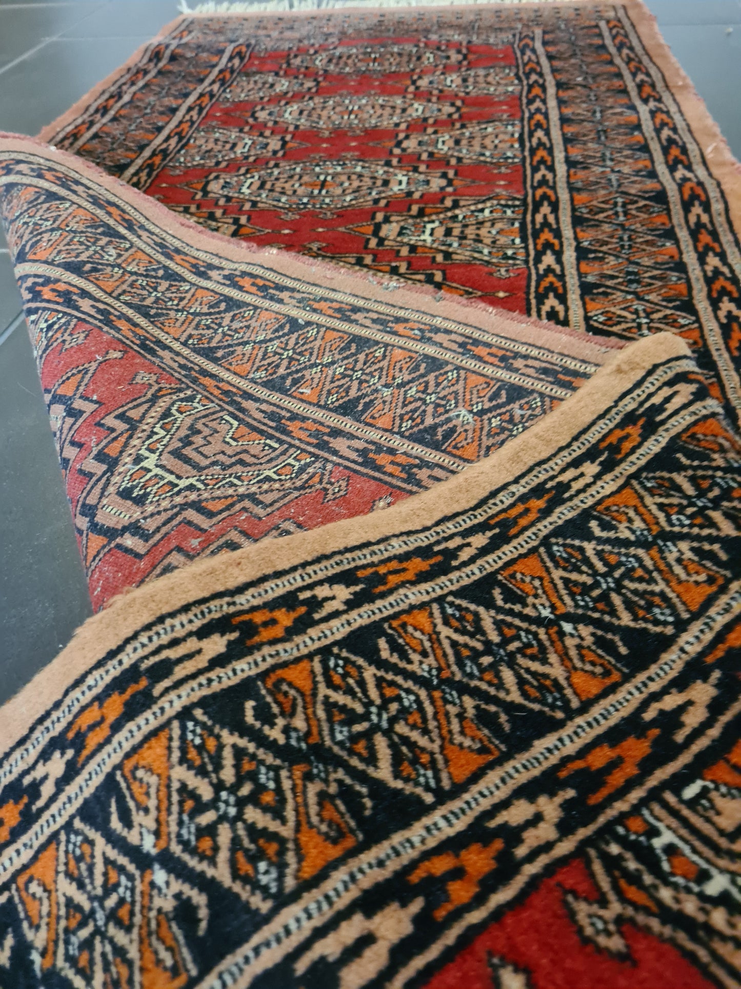 Feiner Handgeknüpfter Perser Teppich Buchara Jomut Orientteppich 174x64cm