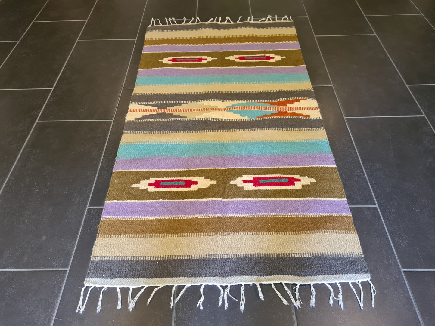 Feiner Handgeknüpfter Kilim Teppich Moderner Orientteppich Kelim 139x76cm