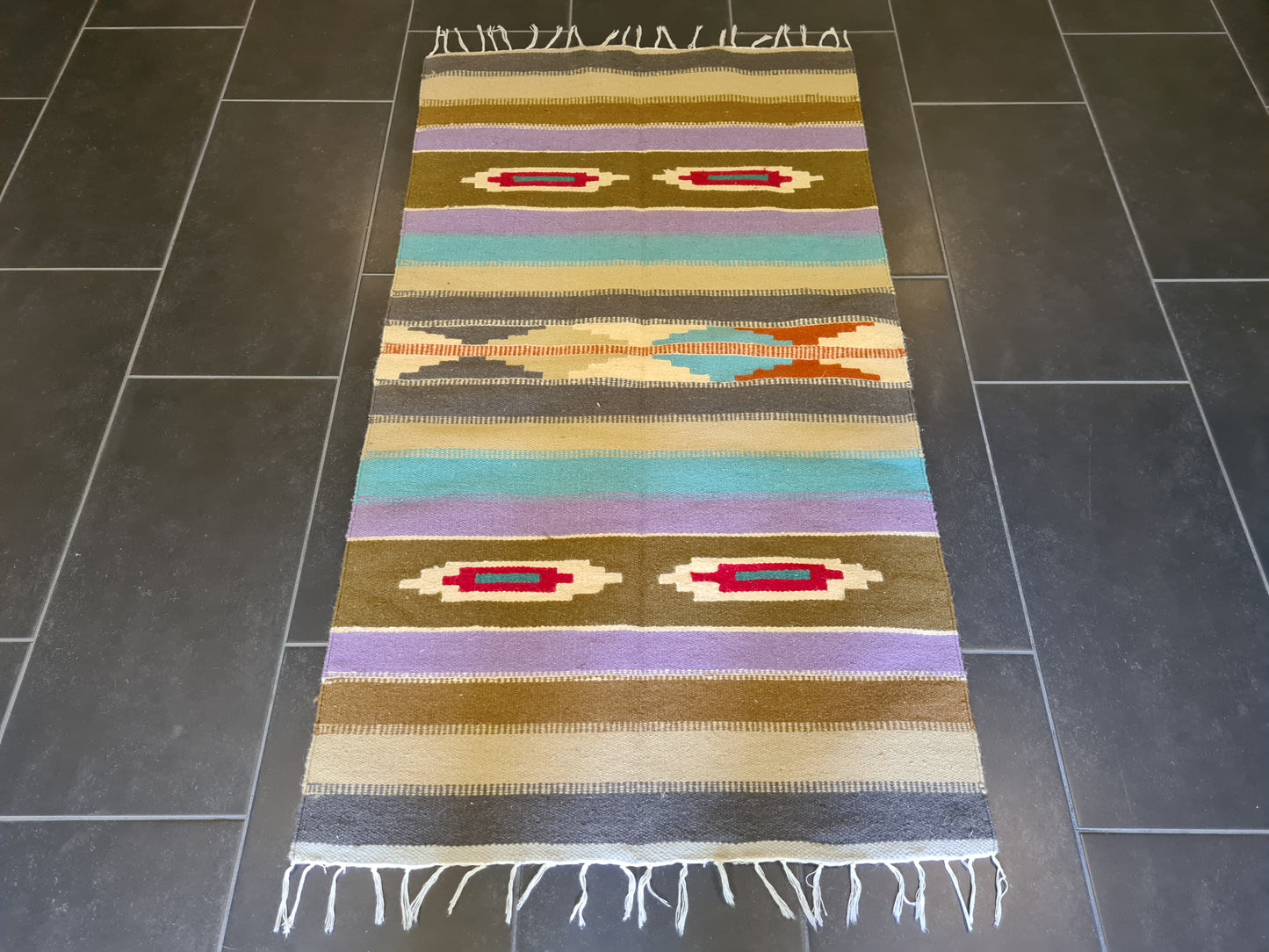 Feiner Handgeknüpfter Kilim Teppich Moderner Orientteppich Kelim 139x76cm