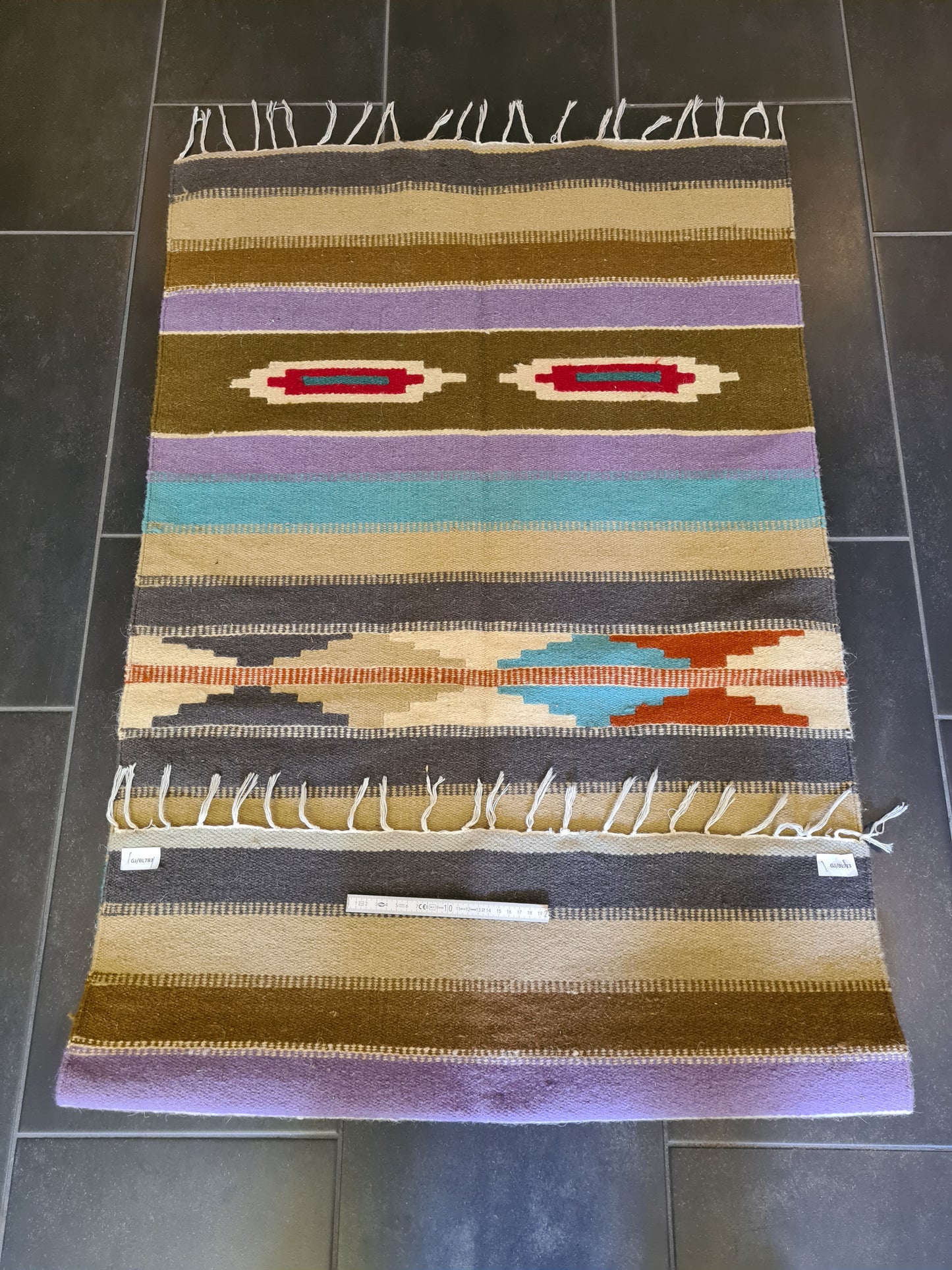 Feiner Handgeknüpfter Kilim Teppich Moderner Orientteppich Kelim 139x76cm