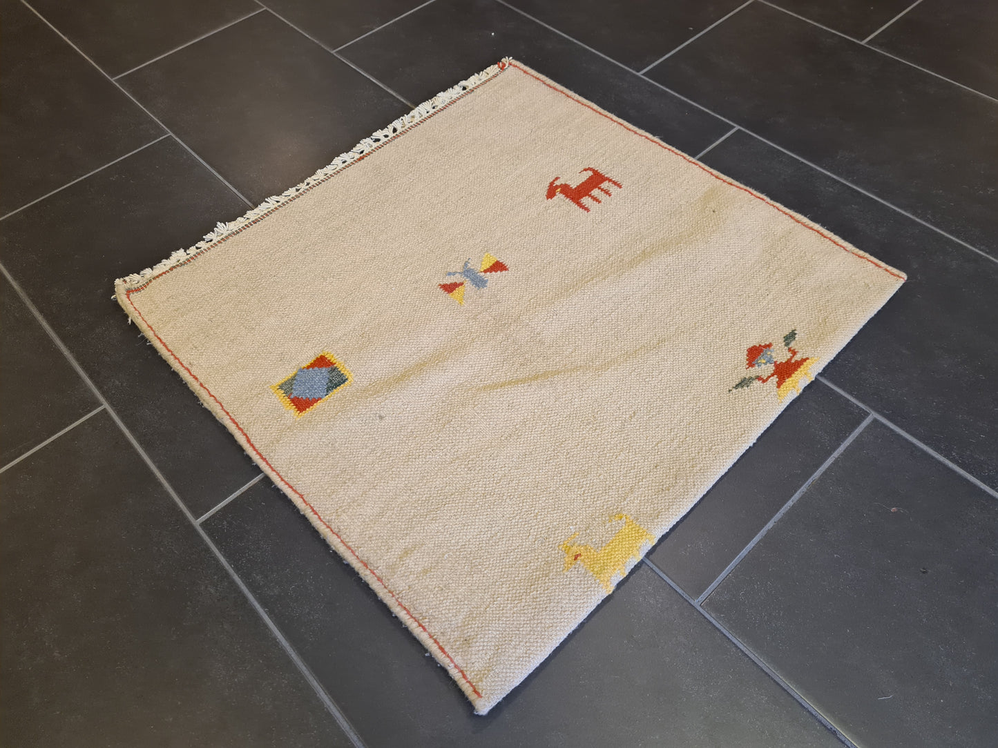 Feiner handgeknüpfter Perserteppich Gabbeh Orientteppich Bezug Tasche 69x71cm