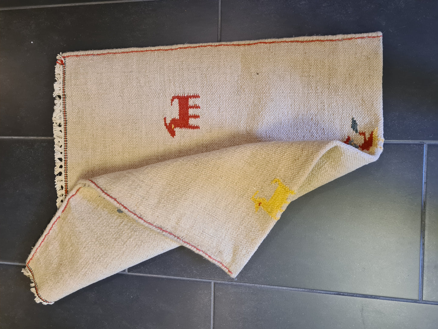 Feiner handgeknüpfter Perserteppich Gabbeh Orientteppich Bezug Tasche 69x71cm