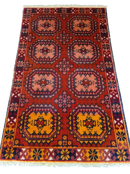 Antiker Handgeknüpfter Orientteppich Afghan Art déco 132x80cm