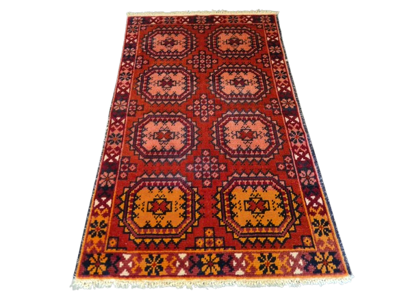 Antiker Handgeknüpfter Orientteppich Afghan Art déco 132x80cm