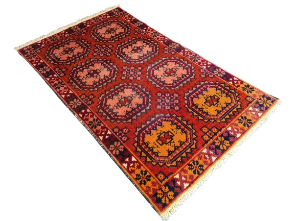 Antiker Handgeknüpfter Orientteppich Afghan Art déco 132x80cm