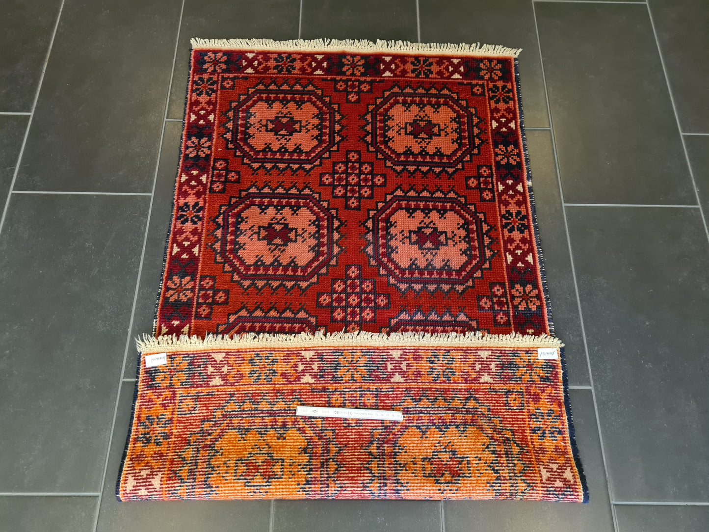 Antiker Handgeknüpfter Orientteppich Afghan Art déco 132x80cm