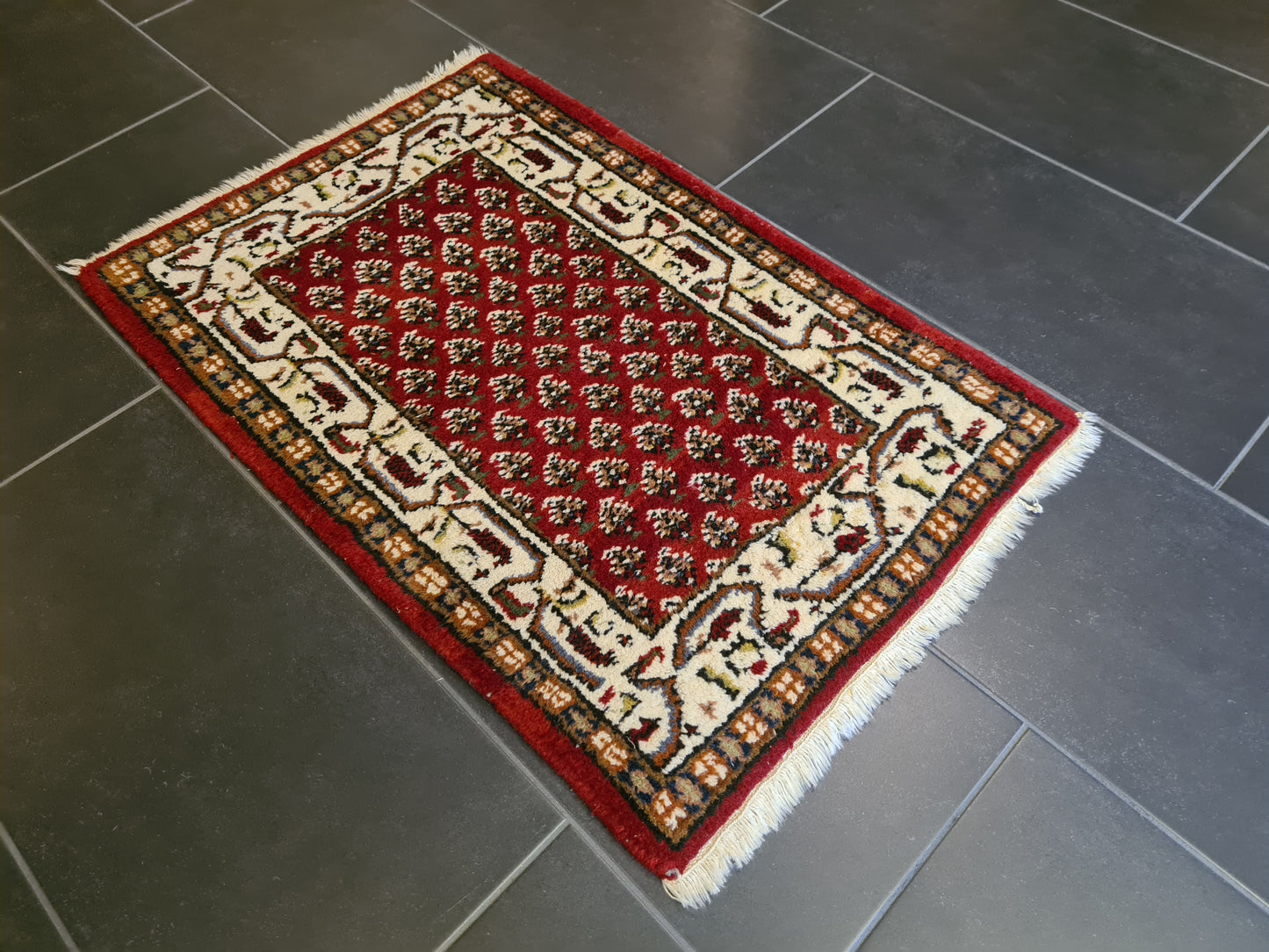 Edler handgeknüpfter Perser Teppich Sarough Mir Orientteppich 90x60cm