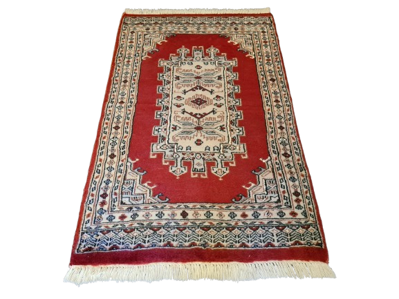 Feiner handgeknüpfter Perser Teppich Orientteppich Buchara Jomut 96x61cm