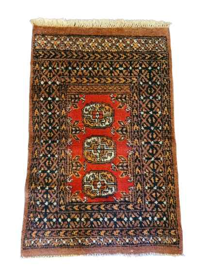 Feiner Handgeknüpfter Perser-Teppich Orientteppich Buchara Jomut 90x60cm