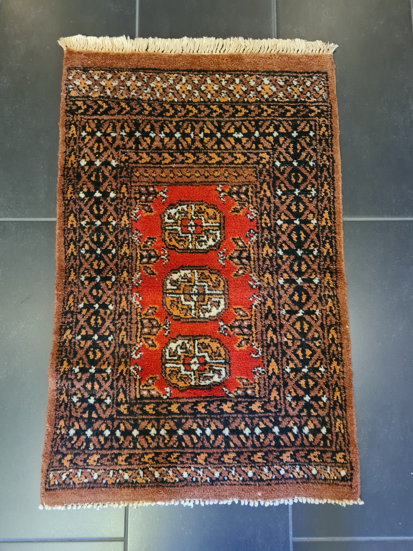 Feiner Handgeknüpfter Perser-Teppich Orientteppich Buchara Jomut 90x60cm