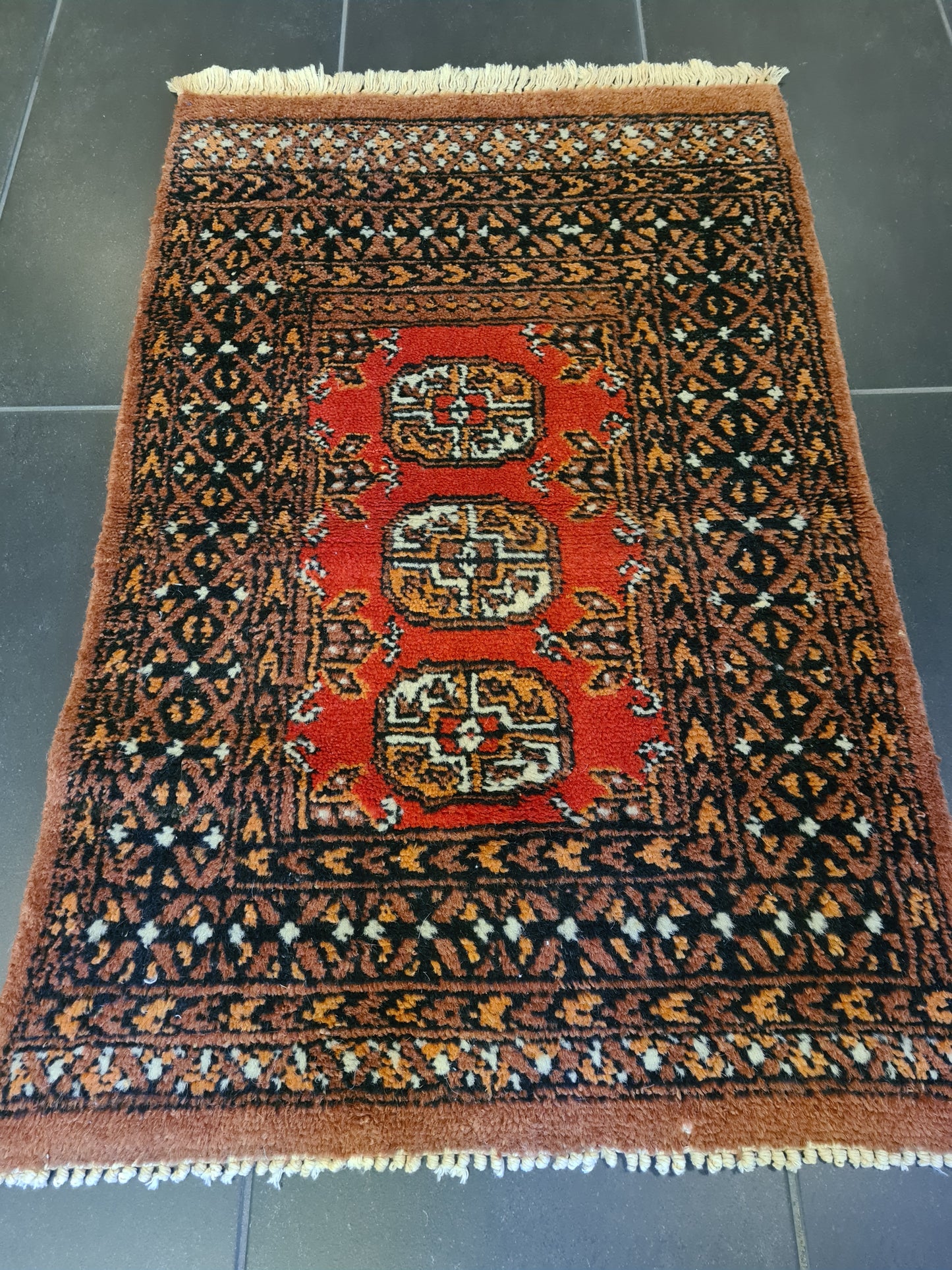 Feiner Handgeknüpfter Perser-Teppich Orientteppich Buchara Jomut 90x60cm