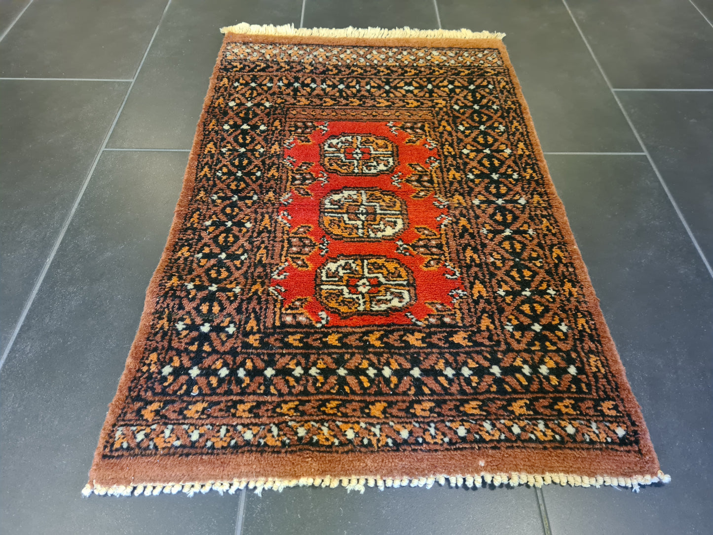 Feiner Handgeknüpfter Perser-Teppich Orientteppich Buchara Jomut 90x60cm