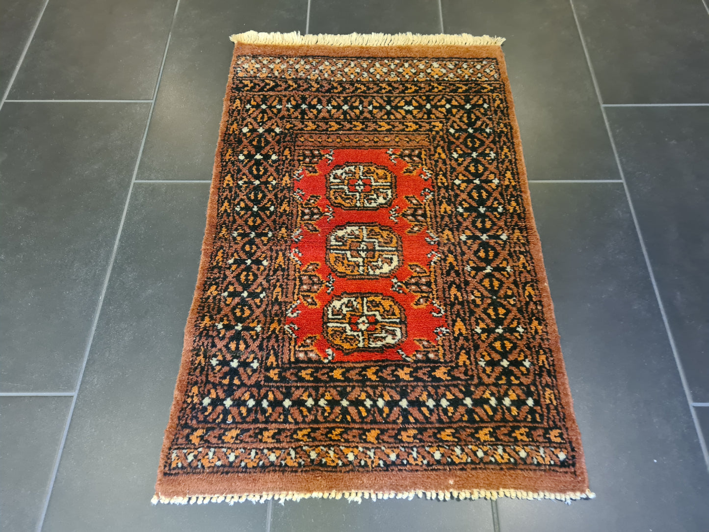 Feiner Handgeknüpfter Perser-Teppich Orientteppich Buchara Jomut 90x60cm