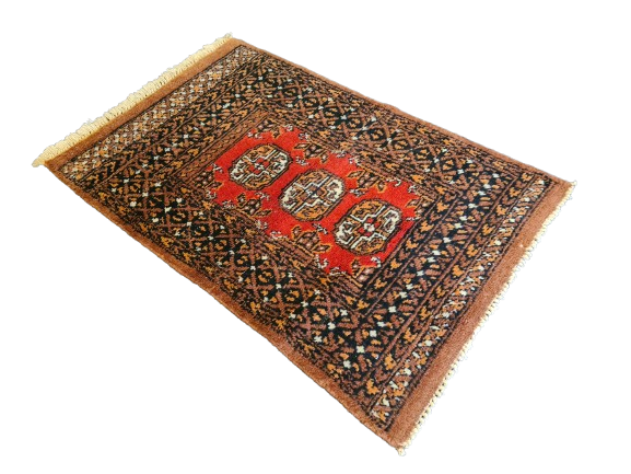 Feiner Handgeknüpfter Perser-Teppich Orientteppich Buchara Jomut 90x60cm