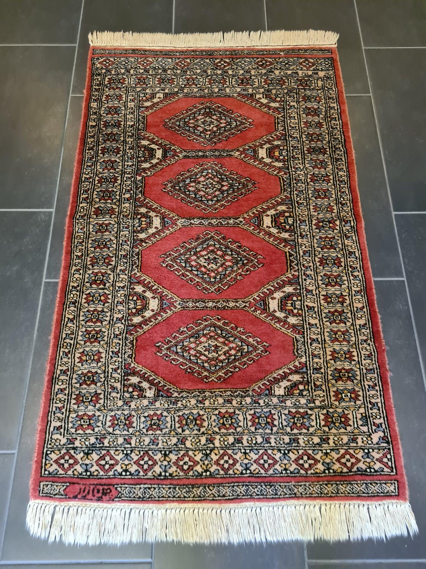 Feiner Signierter Handgeknüpfter Orientteppich Buchara Jomut 130x79cm