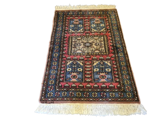 Feiner Handgeknüpfter Orientteppich Buchara Signierter Teppich 97x63cm