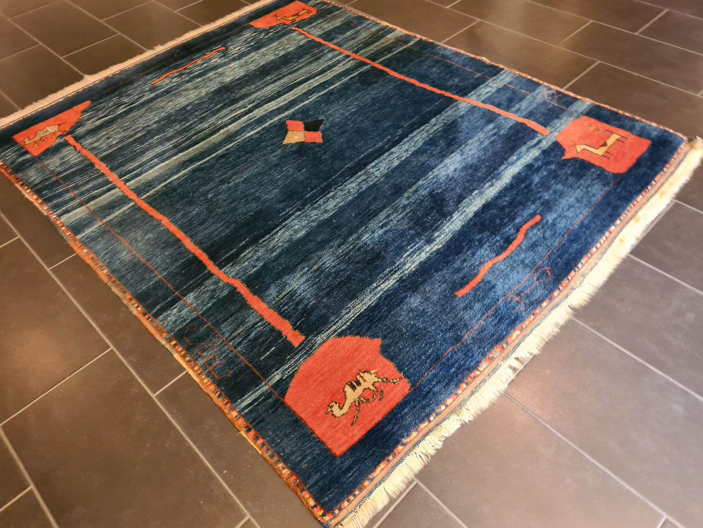 Antiker Dekorativer Handgeknüpfter Perser Teppich Gabbeh Orientteppich 206x173cm