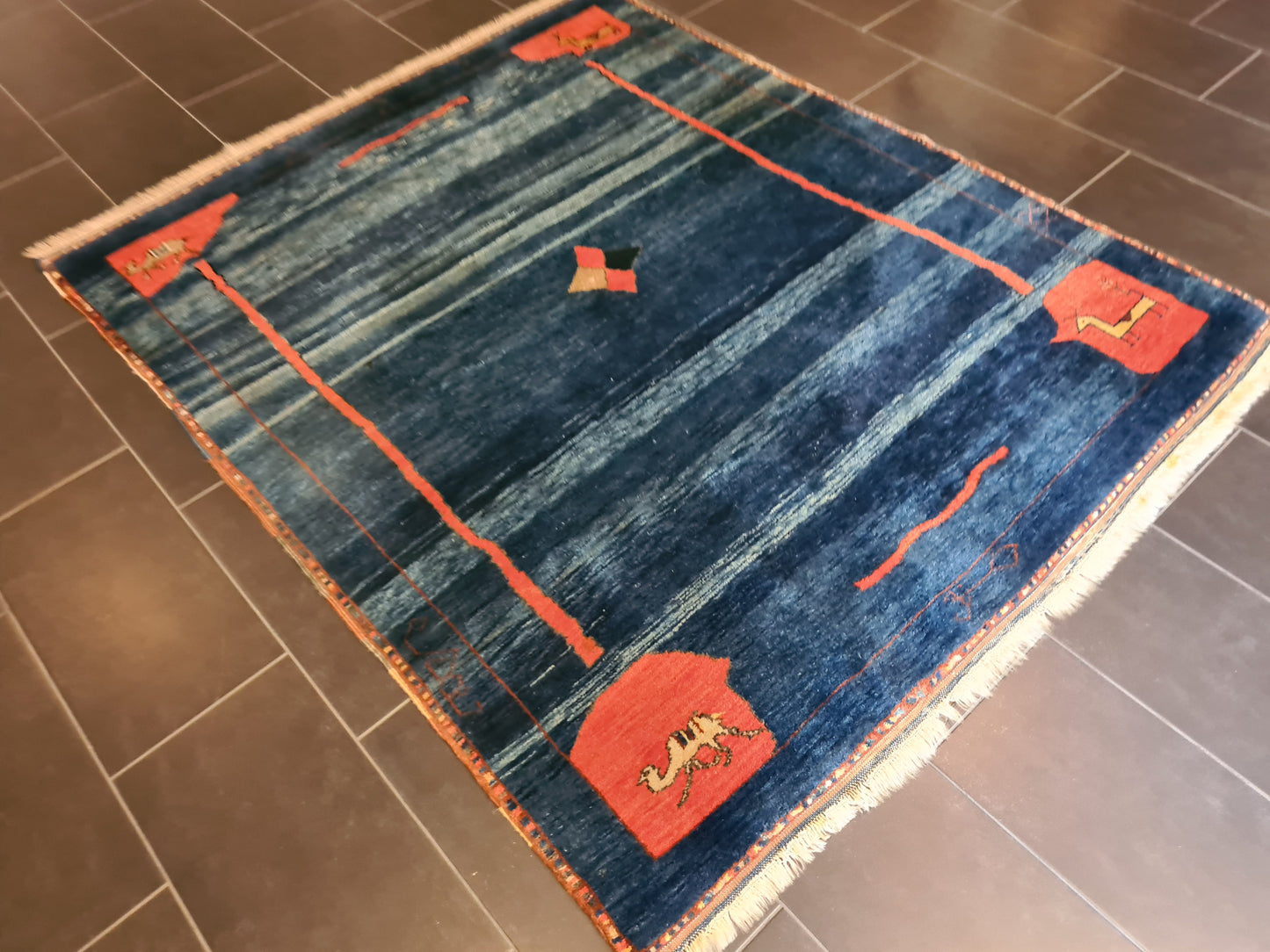 Antiker Dekorativer Handgeknüpfter Perser Teppich Gabbeh Orientteppich 206x173cm