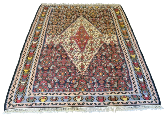 Antiker Handgeknüpfter Perser Teppich Orientteppich Senneh Kelim 151x125cm