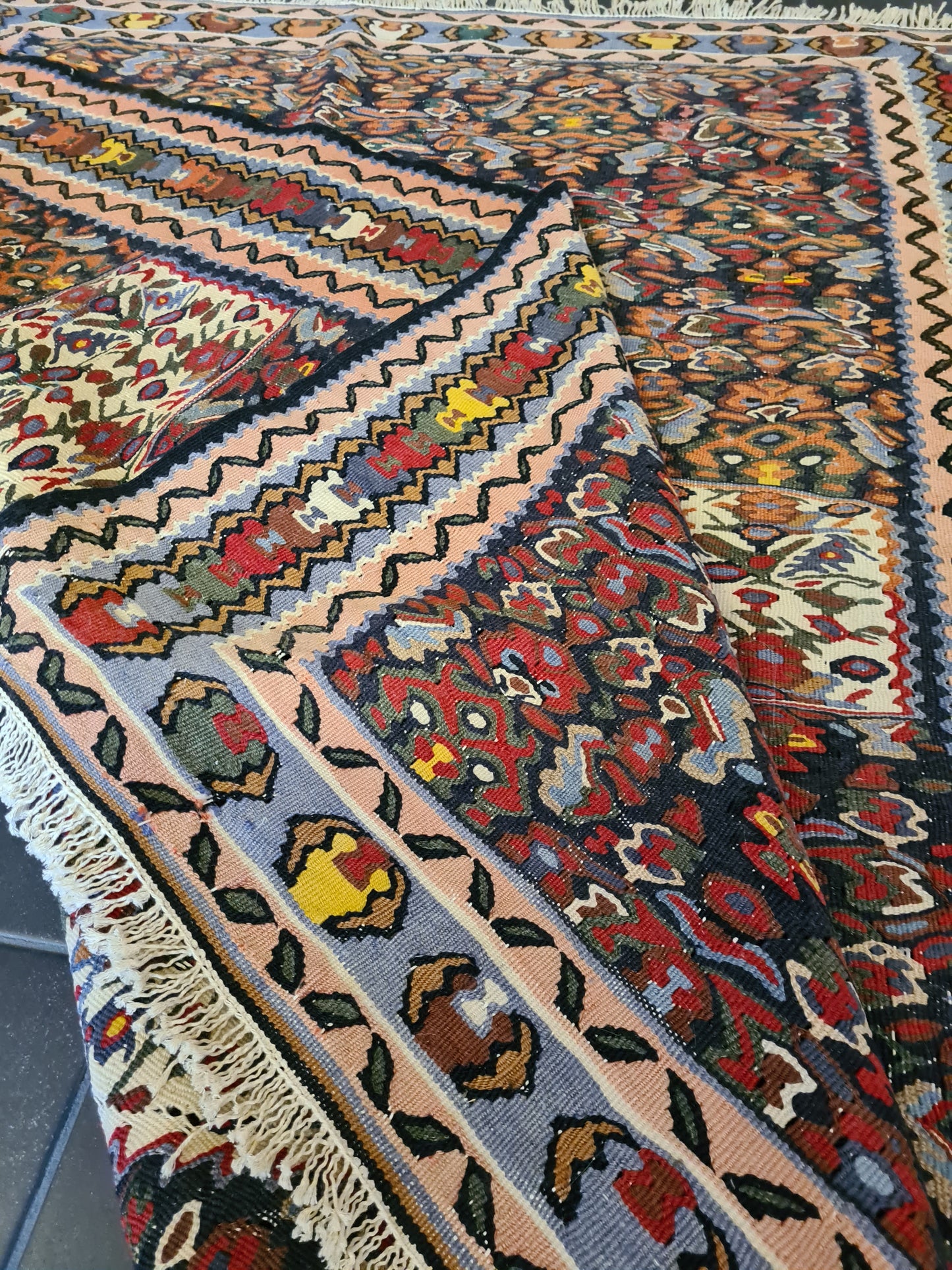 Antiker Handgeknüpfter Perser Teppich Orientteppich Senneh Kelim 151x125cm