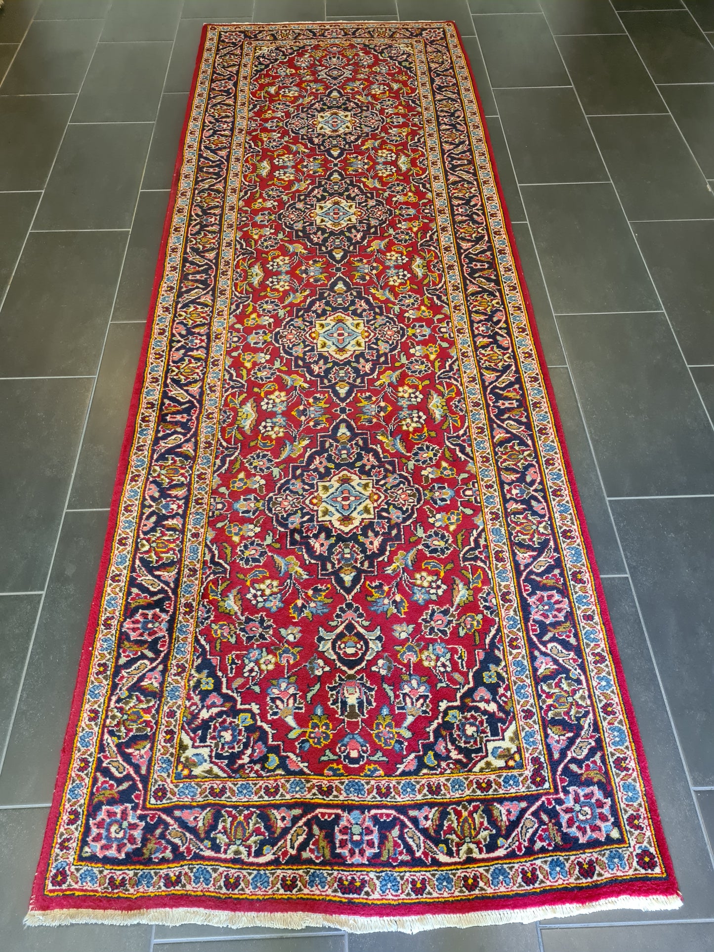 Königlicher Handgeknüpfter Orientteppich Keshan Perser Teppich 314x105cm