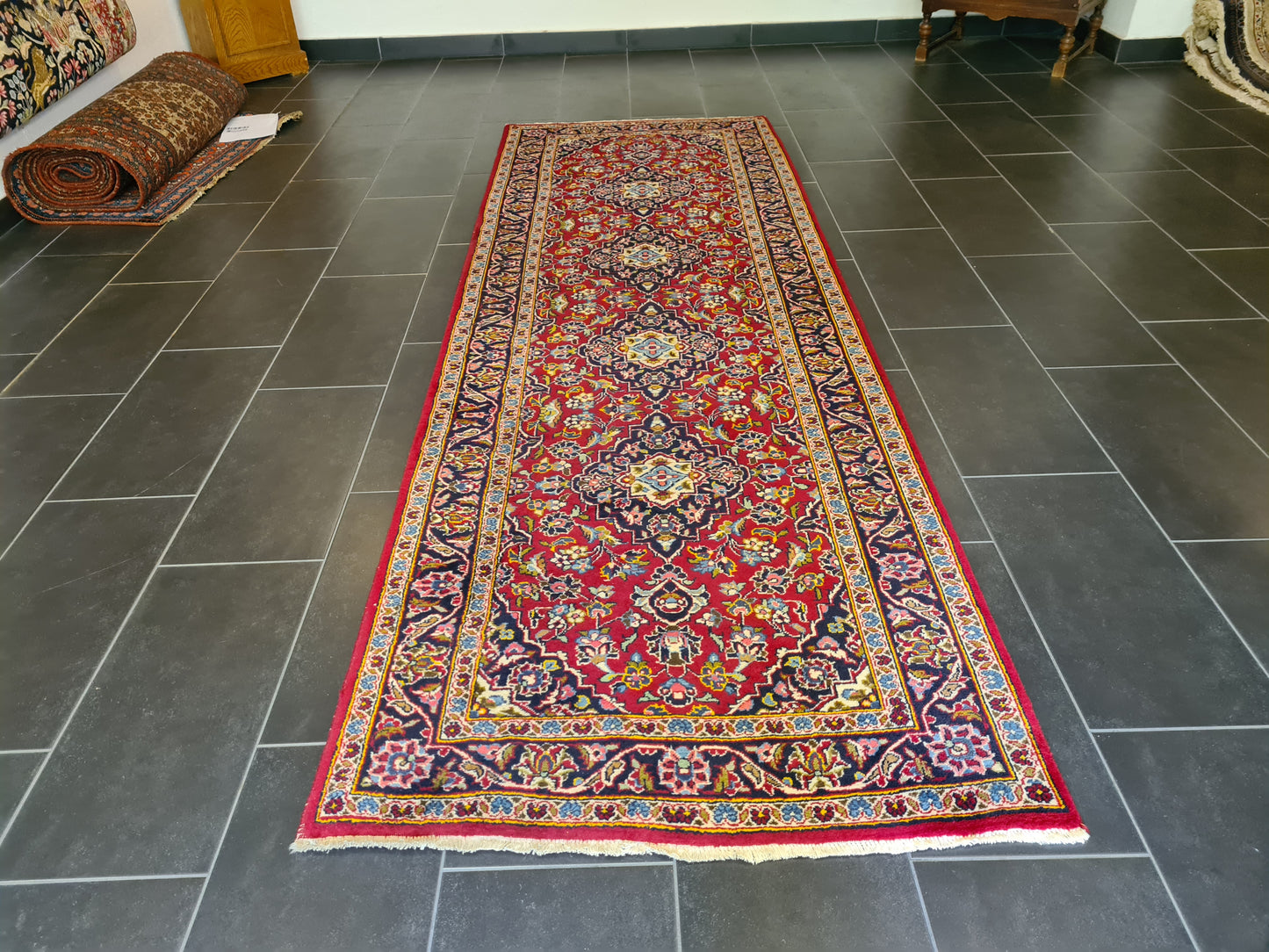 Königlicher Handgeknüpfter Orientteppich Keshan Perser Teppich 314x105cm