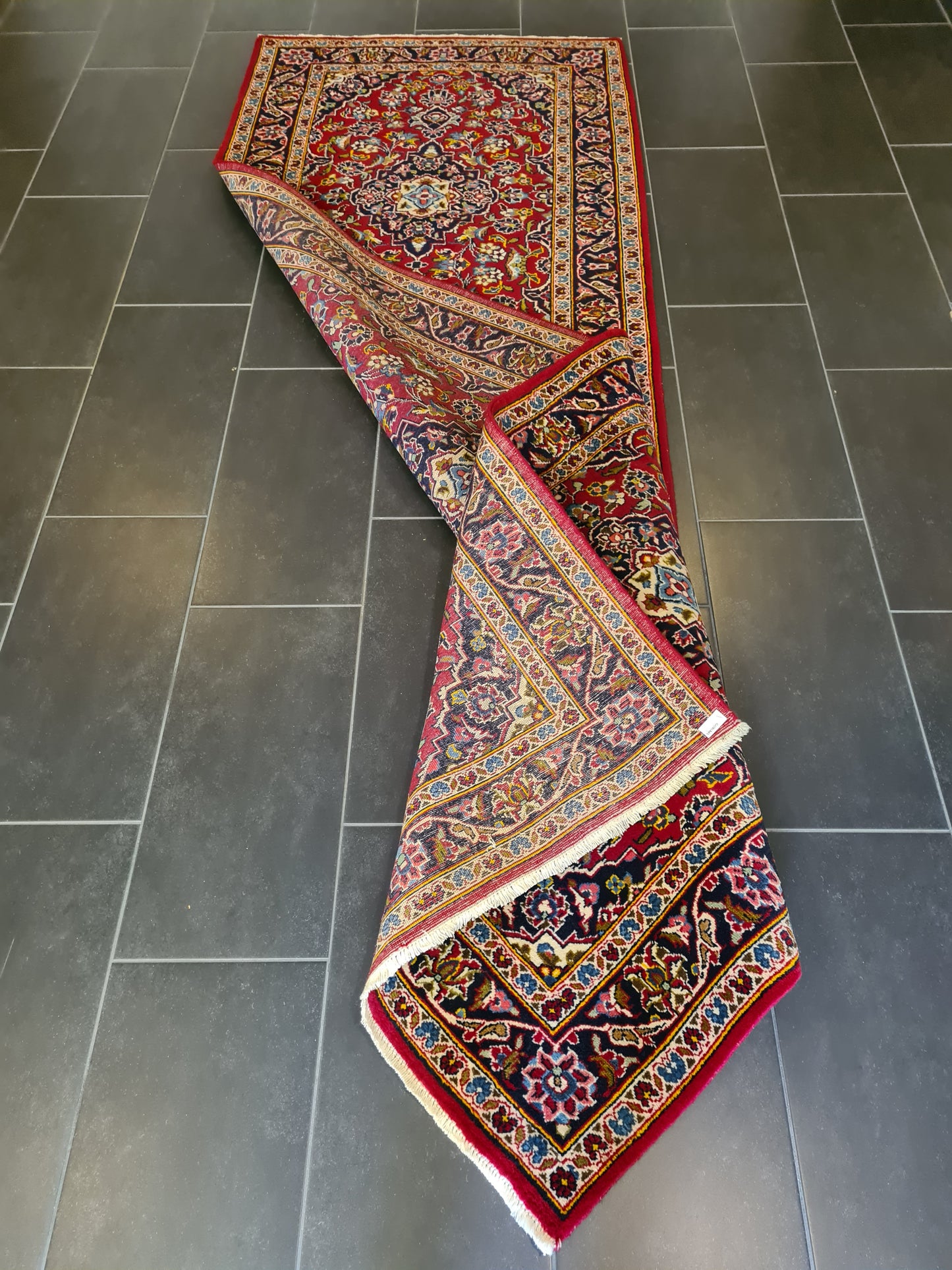 Königlicher Handgeknüpfter Orientteppich Keshan Perser Teppich 314x105cm