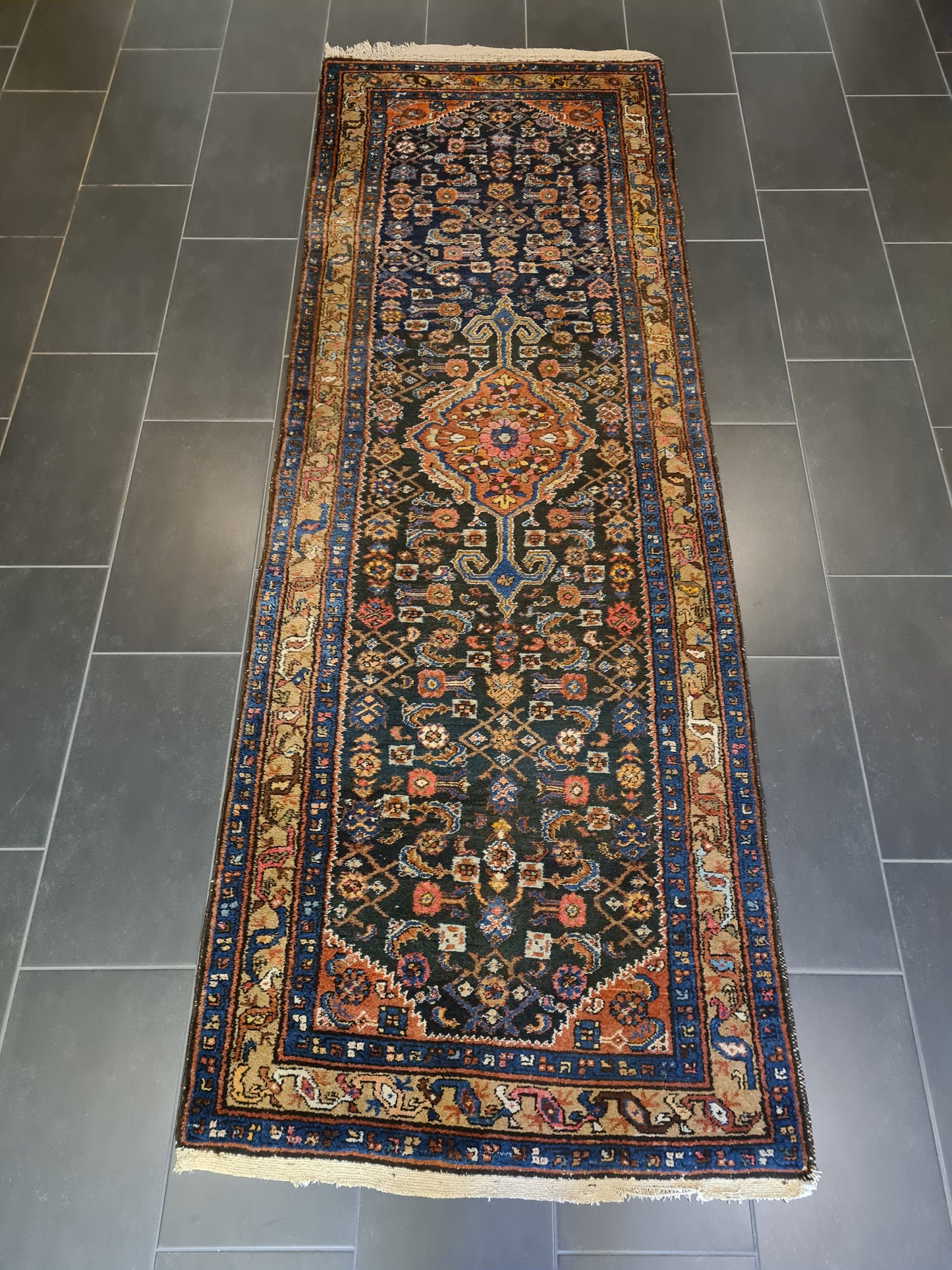 Antiker Handgeknüpfter Perserteppich Sarough Hamedan Orientteppich 287x101cm