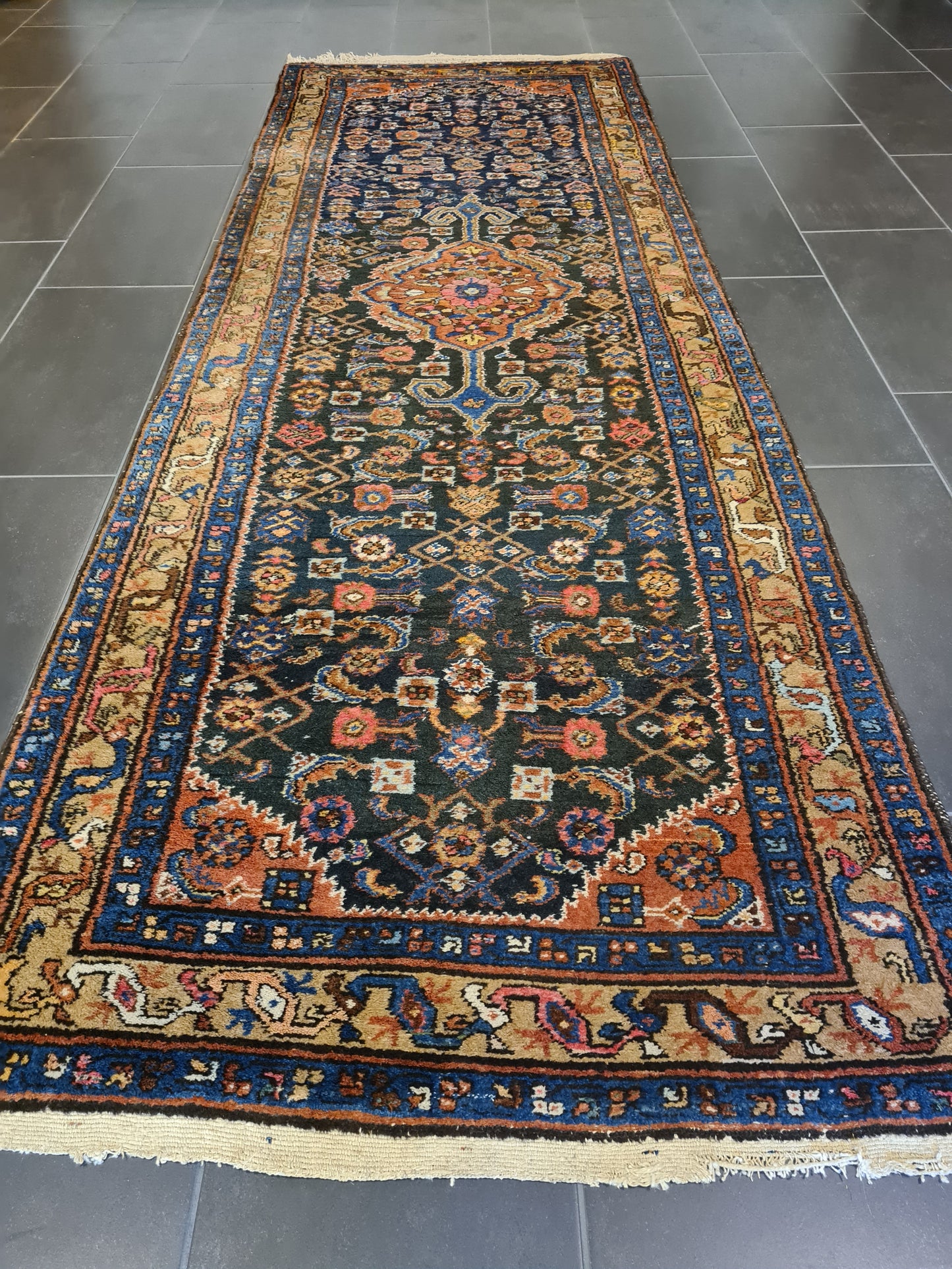 Antiker Handgeknüpfter Perserteppich Sarough Hamedan Orientteppich 287x101cm