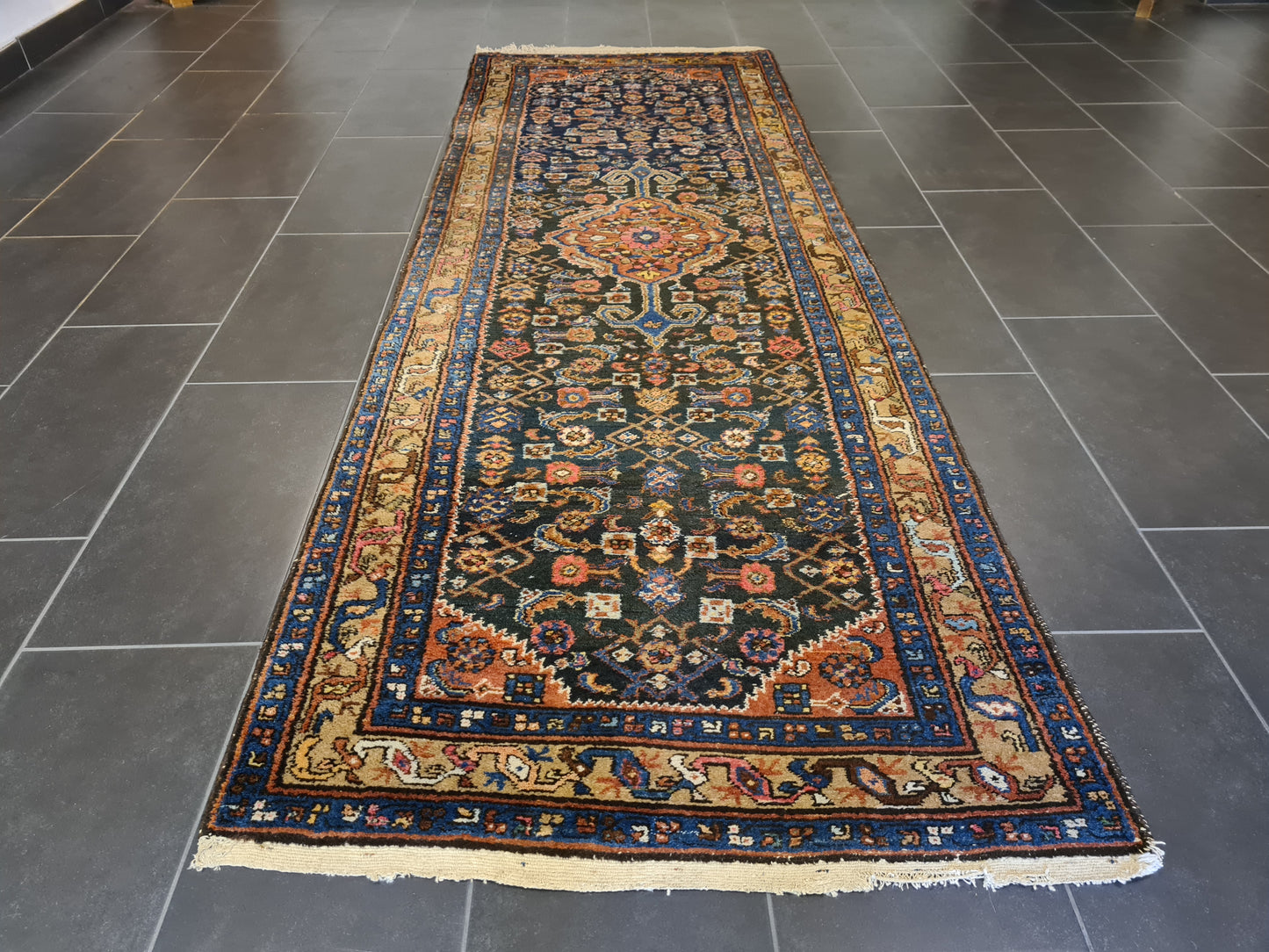 Antiker Handgeknüpfter Perserteppich Sarough Hamedan Orientteppich 287x101cm