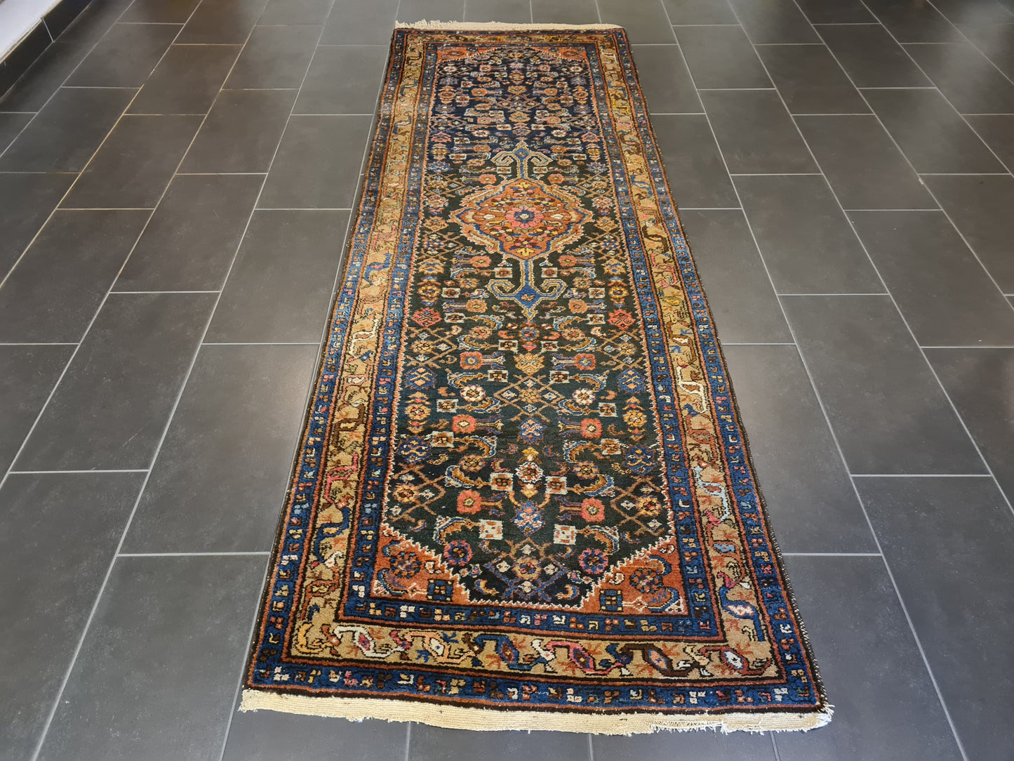 Antiker Handgeknüpfter Perserteppich Sarough Hamedan Orientteppich 287x101cm