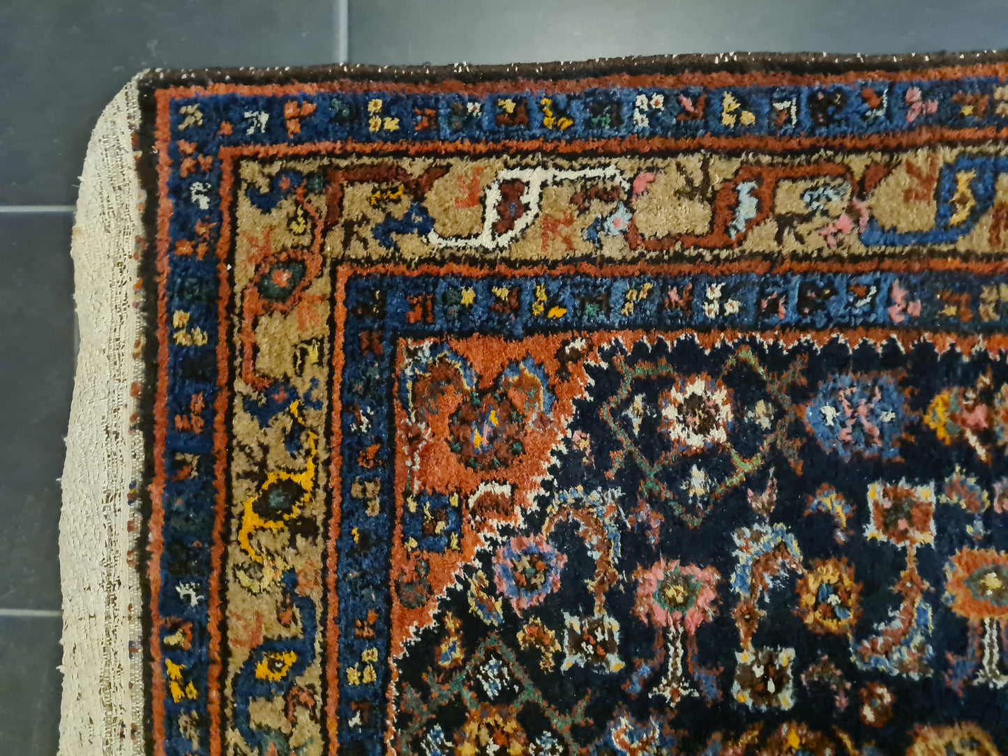 Antiker Handgeknüpfter Perserteppich Sarough Hamedan Orientteppich 287x101cm