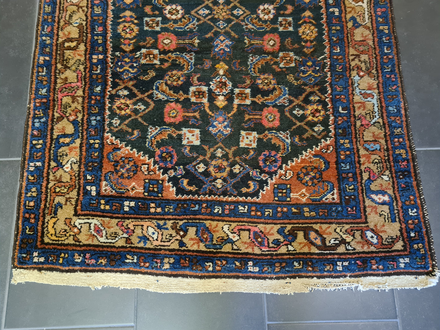 Antiker Handgeknüpfter Perserteppich Sarough Hamedan Orientteppich 287x101cm