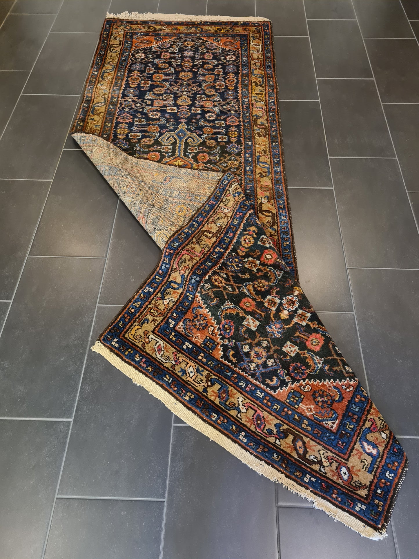 Antiker Handgeknüpfter Perserteppich Sarough Hamedan Orientteppich 287x101cm